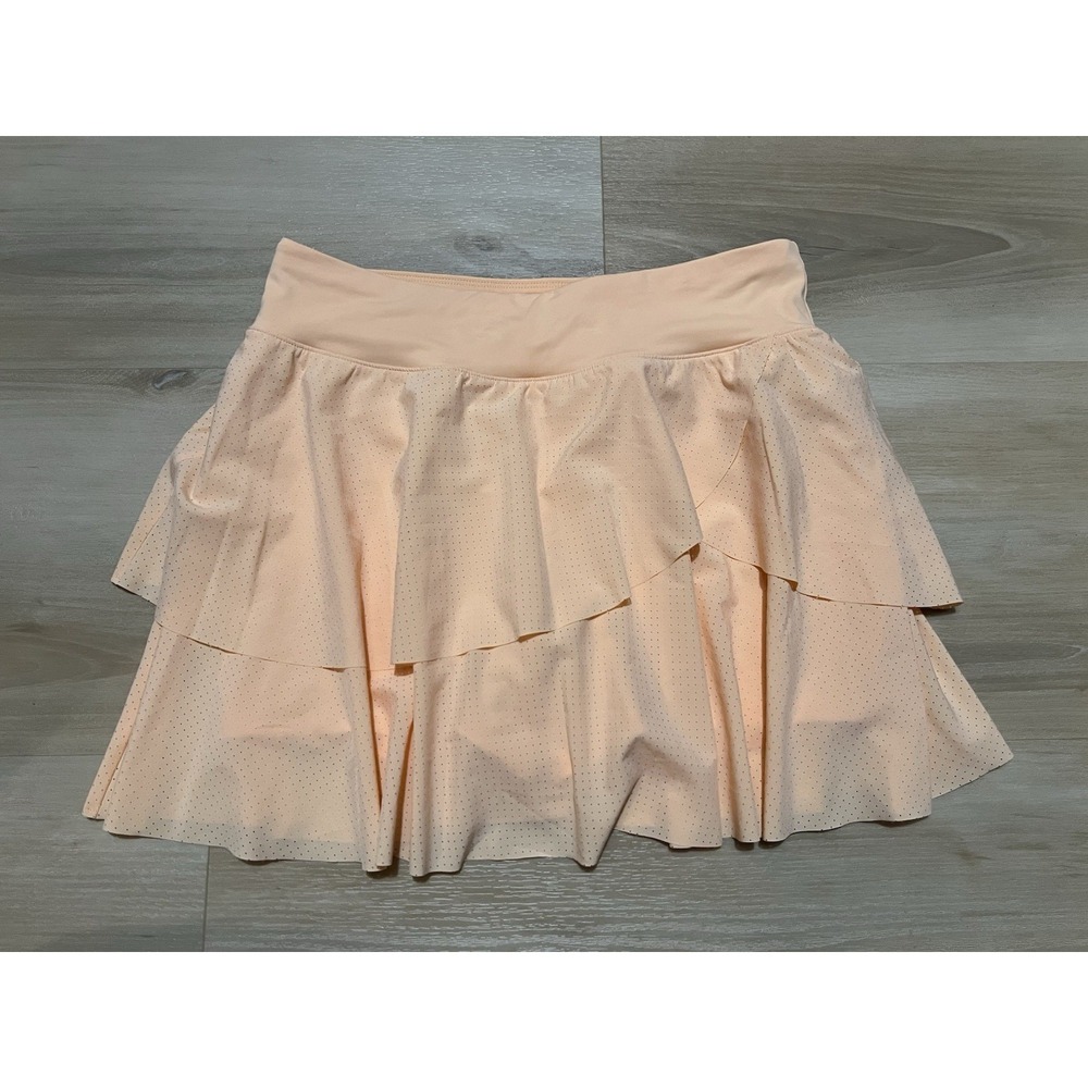 DSG Girls Mid Rise Performance Skort Peach Large Perforated Ruffle Flowy Youth